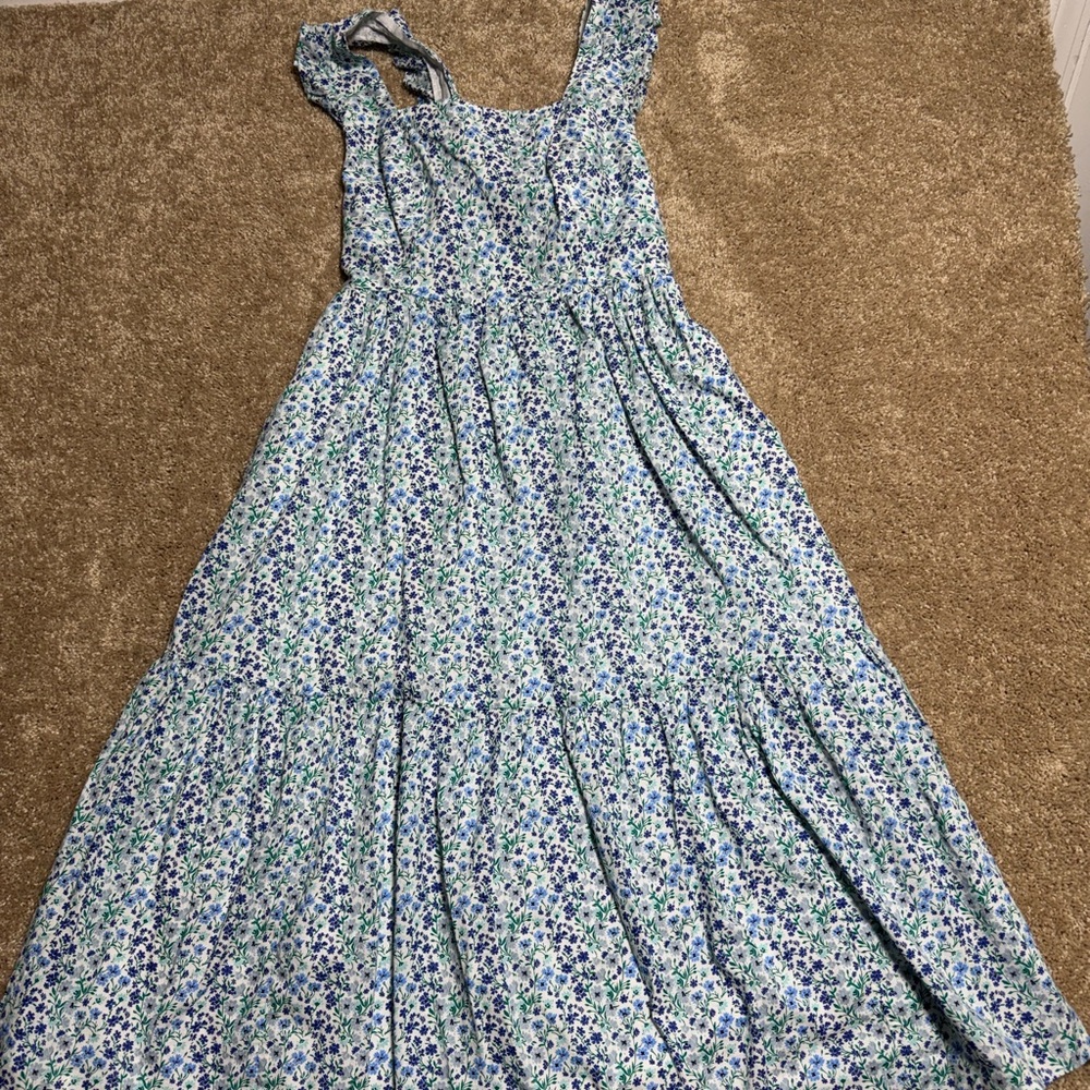 Blue and White Floral Maxi Sundress